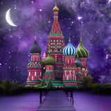 Toile de fond de photographie de château de pays des merveilles de nuit étoilée D899
