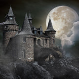 Toile de fond au clair de lune du château de minuit d'Halloween D912