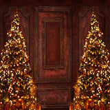 Toile de fond de photographie d'arbres de mur de Noël rétro D915