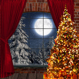 Arbre de Noël fenêtre lune toile de fond D947