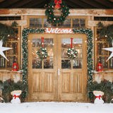 Toile de fond de photographie de maison en bois de Noël D953