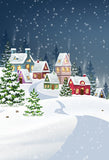 Snowy Winter Little Houses Christmas Backdrop