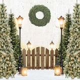 Lumières de clôture en bois Toile de fond d'arbre de Noël D968