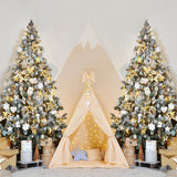 Toile de fond de photographie de petite tente d'arbre de Noël D984