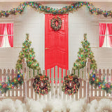 Toile de fond de décoration de clôture de guirlande de Noël D995