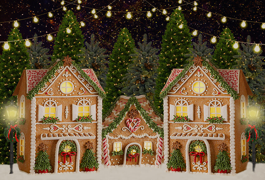 Gingerbread House Christmas Tree Backdrop