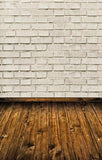 White Brick Wall with Brown Floor Backdrop for Studio F-1581