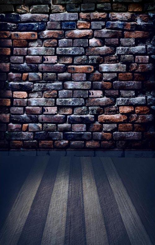 Dark Grunge Vintage Brick Wall Photo Booth Backdrop F-1587