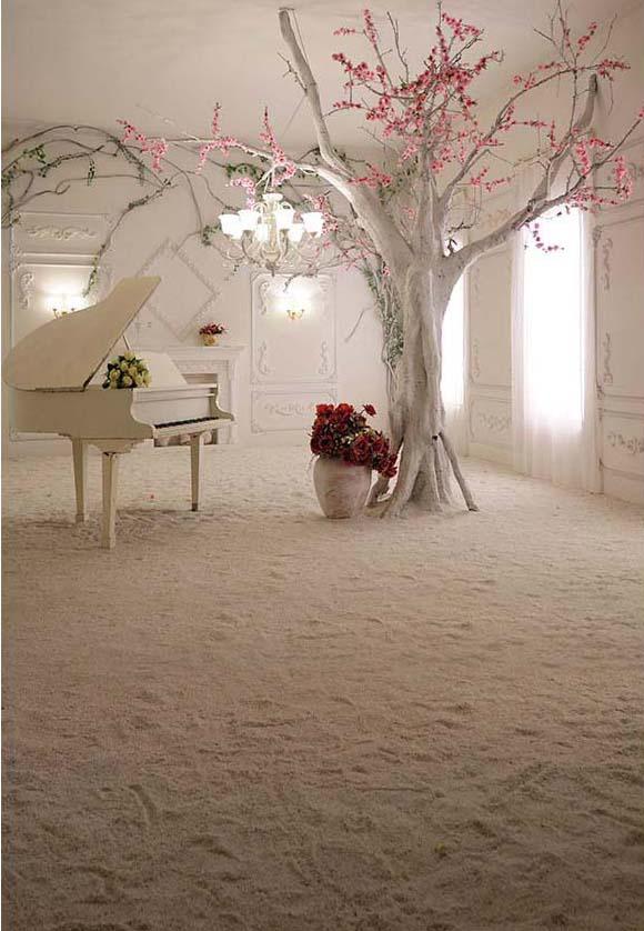 Piano Flowers Interior Architecture Photography Backdrop F-2436