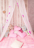 Love Heart Pillow Pink Bed Backdrop for  Photography F-2939