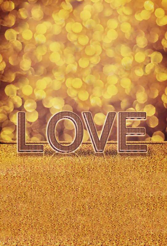 Valentines's Day Love Bokeh Golden Backdrop for Photos F-2944