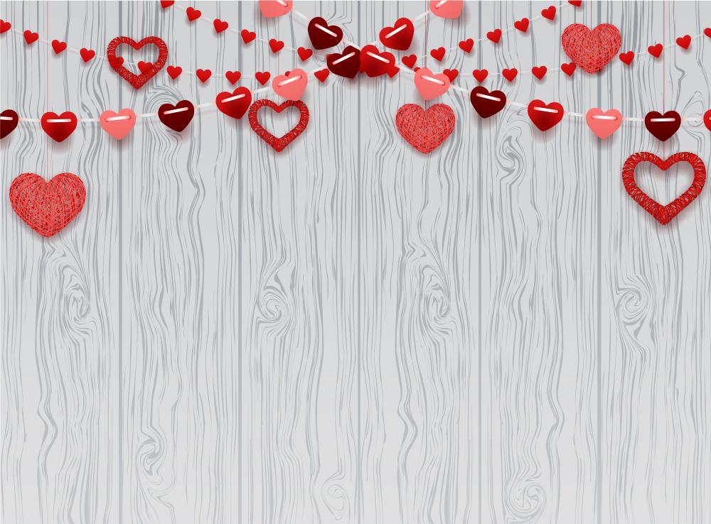 White Wood Texture Love Heart Backdrops for Photography DBD-19287Toile de fond de amour en bois blanc pour photographie DBD-19271