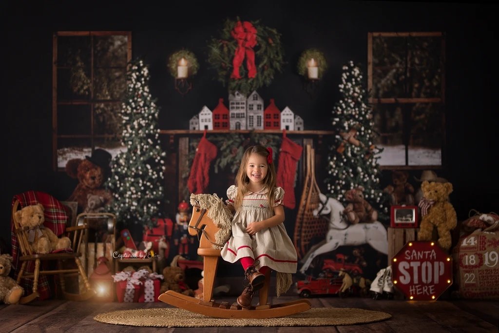 Toile De Fond De Chambre Décorée Arbres De Noël Pour La Photographie G-1434