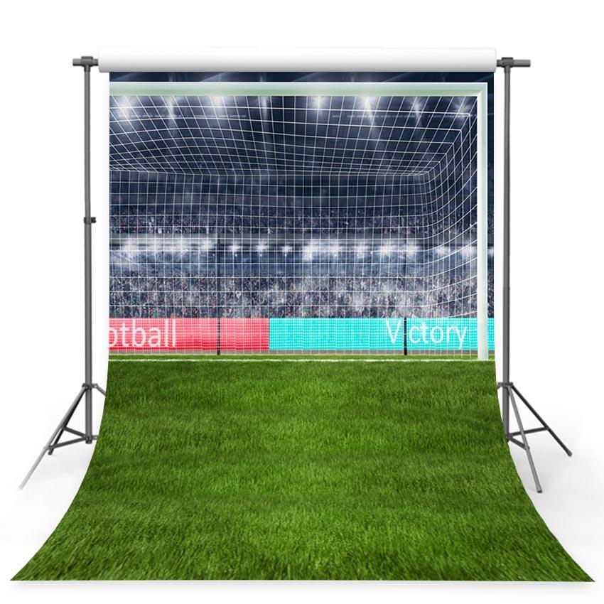 Footable Goal Net Green Grass Lawn  Sport Photo Backdrop G-361