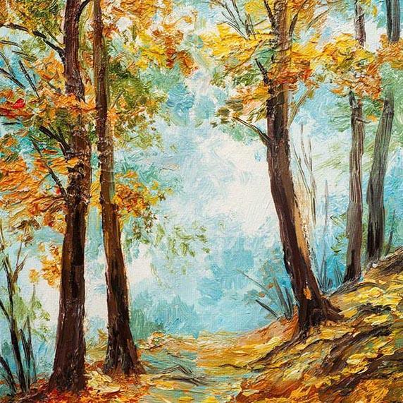 Autumn Yellow Tree Leaves Painting Backdrop for Photography G-448