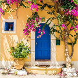 Beautiful Blue Door Flowers Tree Backdrops for Pictures G-670
