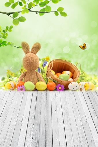 Colorful Easter Eggs Rabbit Backdrop for Party Decoration GE-029