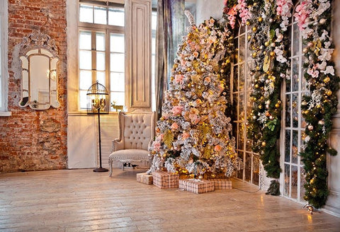 Toile De Fond De Noël Décoration De Chambre Fenêtre Fleurs Pour Studio Photo Gx-1090