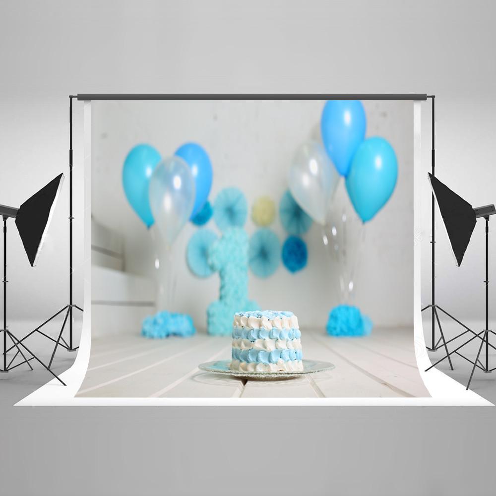 1st Birthday Blue Balloons Backdrop for Photo Studio HJ03825
