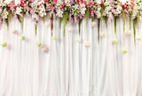 Toile de fond de mariage de fleurs blanc HJ04269