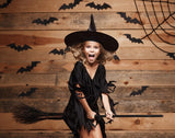 Toile de Fond d'Araignée de mur en bois de chauve-souris Halloween pour la photographie DBD-H19147