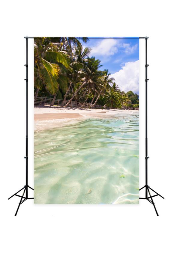 Coconut Tree Beach Ocean Summer Backdrop for Photos J03735