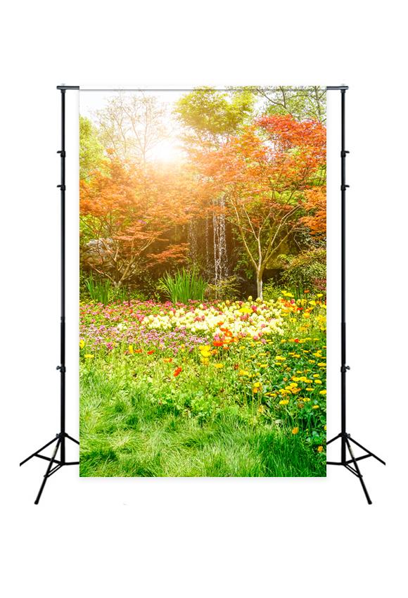 Beautiful Flowers Green Park Backdrops for Photography J05486