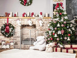 Christmas Gifts Fireplace Room Decorations Photo Backdrop KAT-9