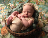 Toile de fond floraux verts pour la séance photo de bébé nouveau-né LV-943