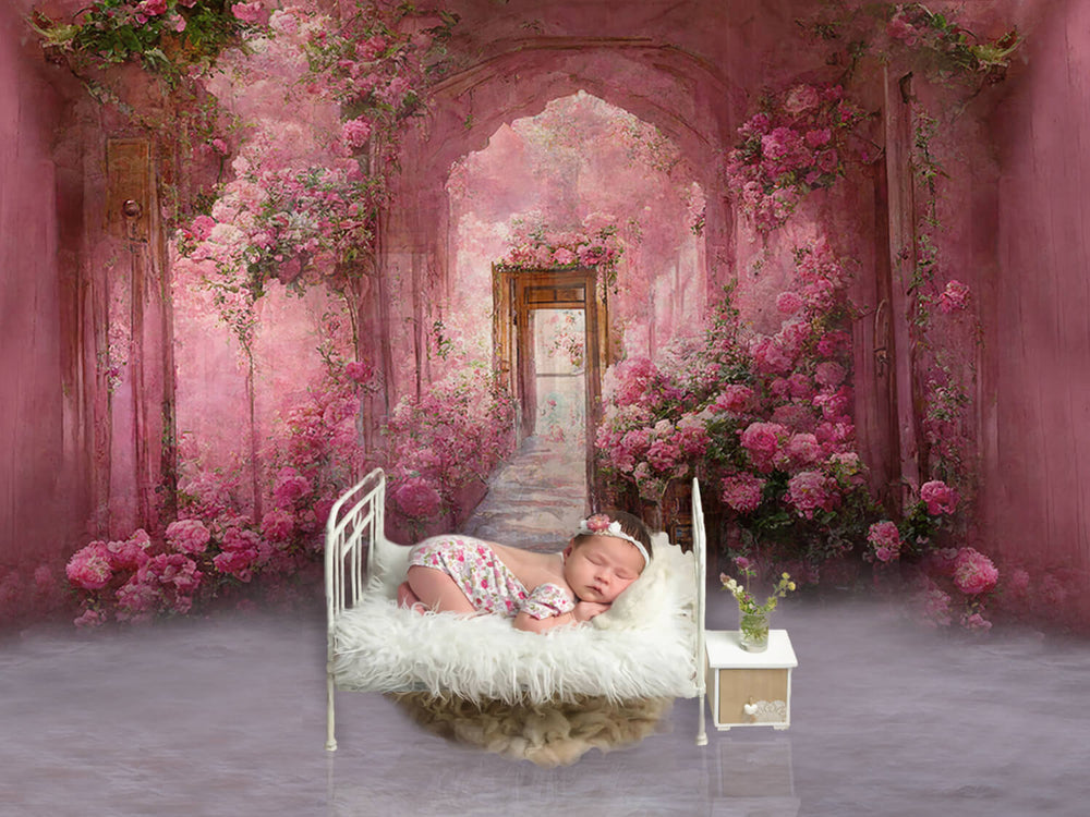 Floral Sweet Girl est sur le chemin douche de bébé Toile de fond
