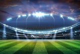 Football Stadium Lights Green Grass Photography Backdrop M028