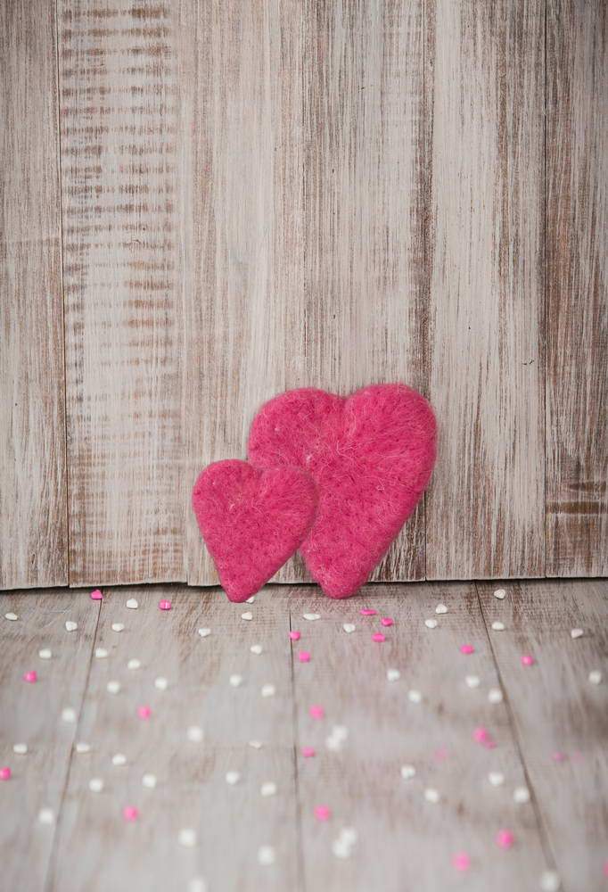 Valentine's Day Red Heart Wood Floor Photo Backdrop MR-2198