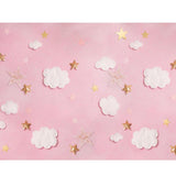 White Clouds Stars Pink Newborn Backdrop for Photography NB-243