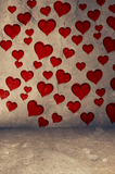 Red Hearts Brick Valentine Photography Backdrop