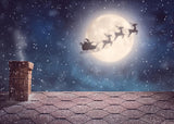 Night Santa Claus Elk Moon Backdrop for Xmas Ornaments DBD-19241