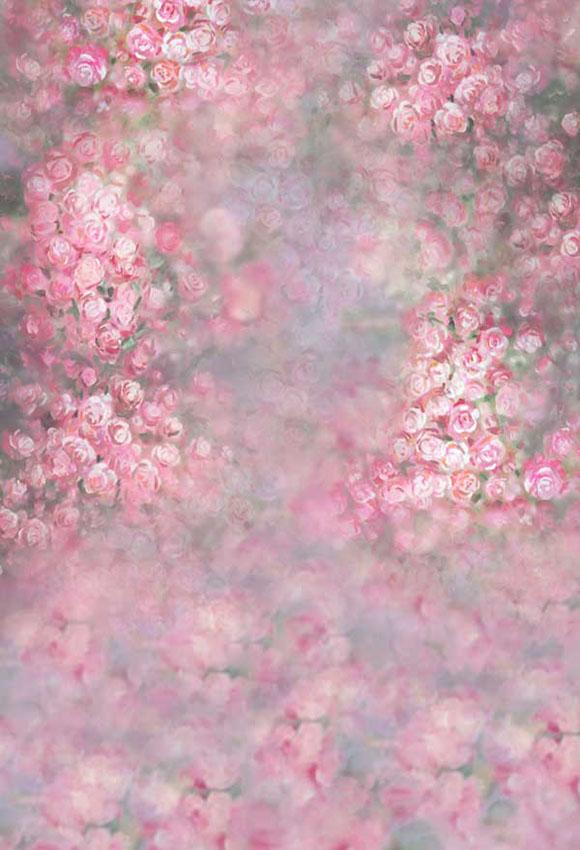 Pink Flowers Blurry  Backdrop for Newborn Children Photography S-100