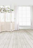 Withe Curtain Window Room Inside Photo Backdrop S-3044