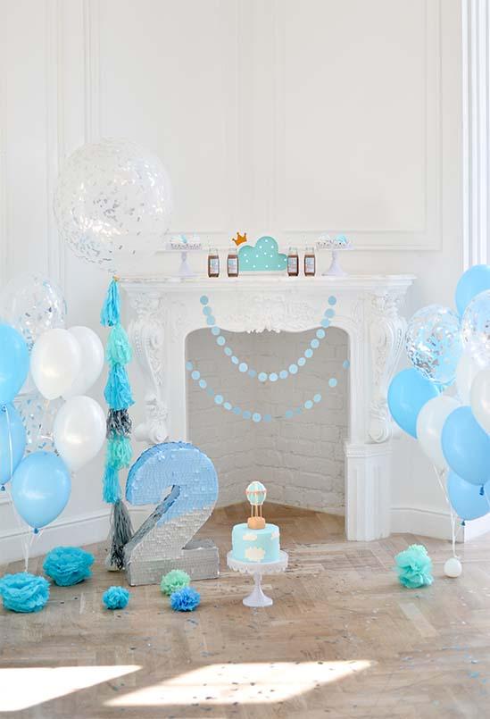 Birthday Party Background Cake Backdrop Blue Backdrop S-3080