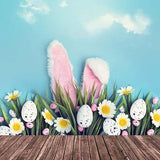 Spring Easter Eggs Flowers Bunny Photography Backdrop S-3235