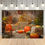 Fond de Photographie de Citrouilles de Foin D'Automne SH-1008