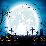 Halloween Night  Blue Moon Pumpkins Photo Backdrop