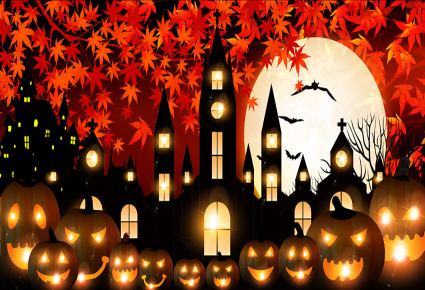 Halloween Autumn Castle Photo Booth Backdrop