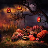 Halloween Scenery With P:umpkins Lanterns Backdrop for Photos v