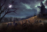 Halloween Spooky Night Grave Yard House Photography Backdrop