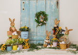 Easter Rabbits Eggs Basket Backdrop for Photo Shots