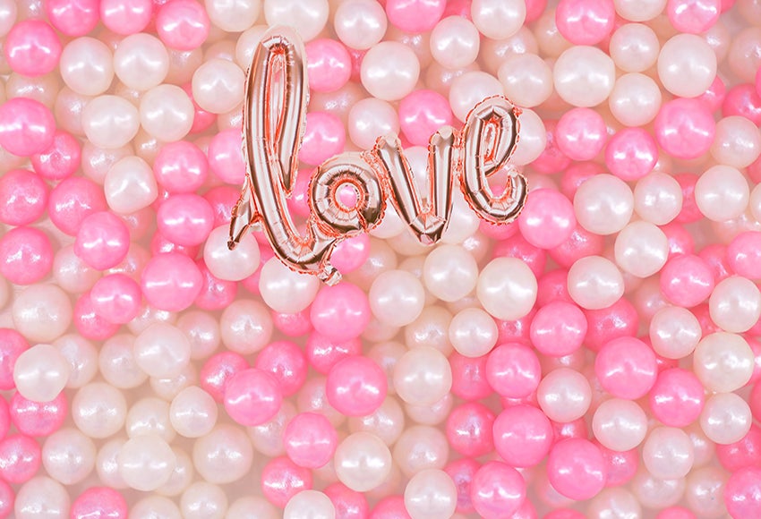 Valentine's Day White Pink LOVE Balloons Backdrop