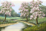 Spring Flower River Painting Photography Backdrop