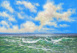 Blue Sky Clouds Ocean Painting Photo Backdrop