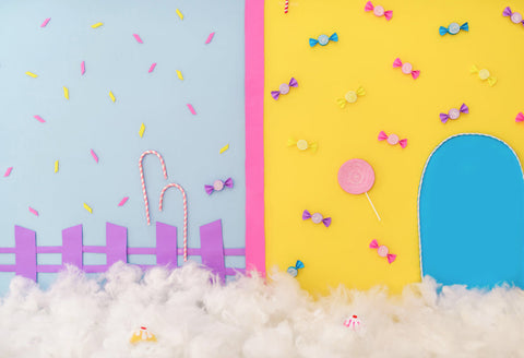 Colorful Candy Wall Cartoon Backdrop for Baby Photography