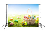 Easter Decorations Spring Grass Easter Eggs Backdrop for Photos SH046